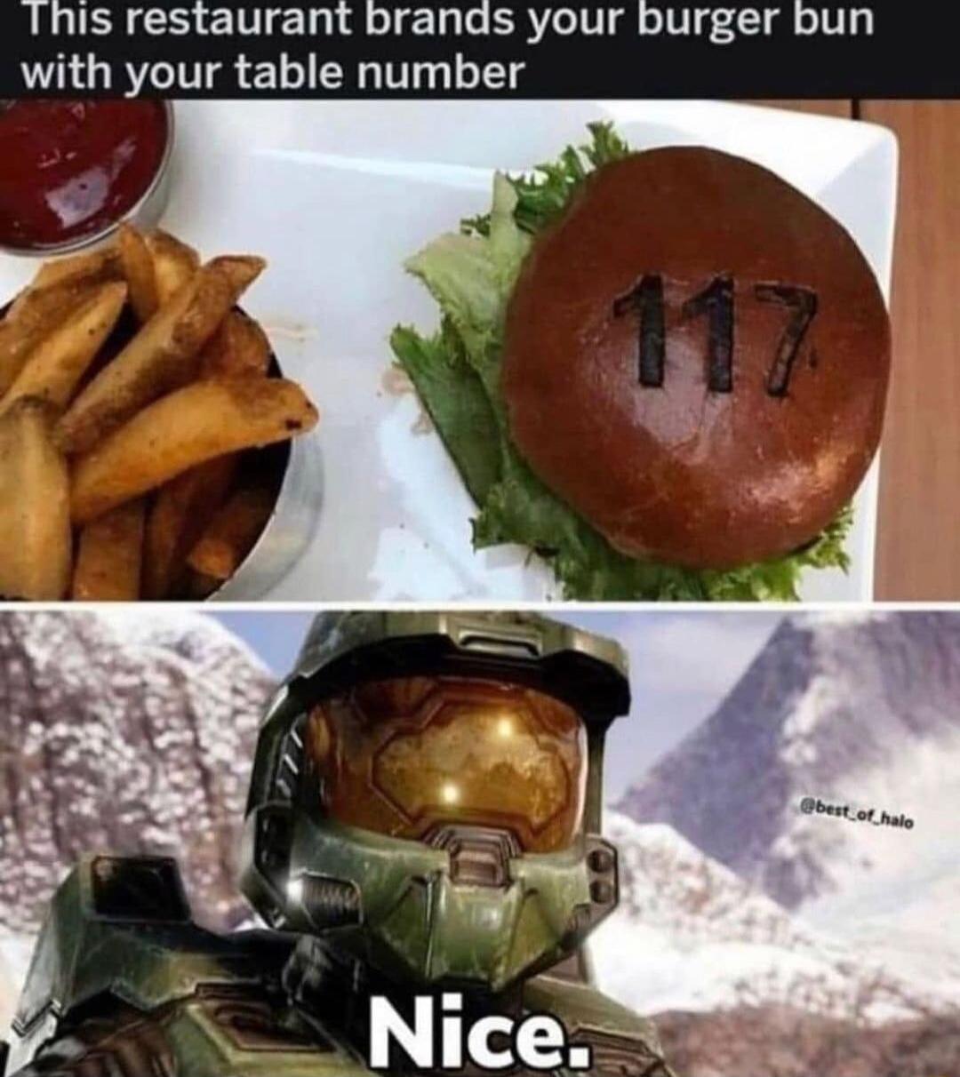Ihis restaurant brands your burger bun with your table number