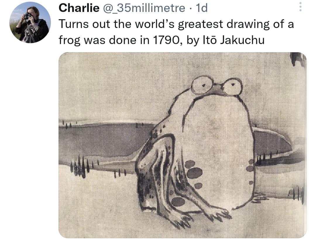 Charlie 35millimetre 1d Turns out the worlds greatest drawing of a L frog was done in 1790 by It6 Jakuchu