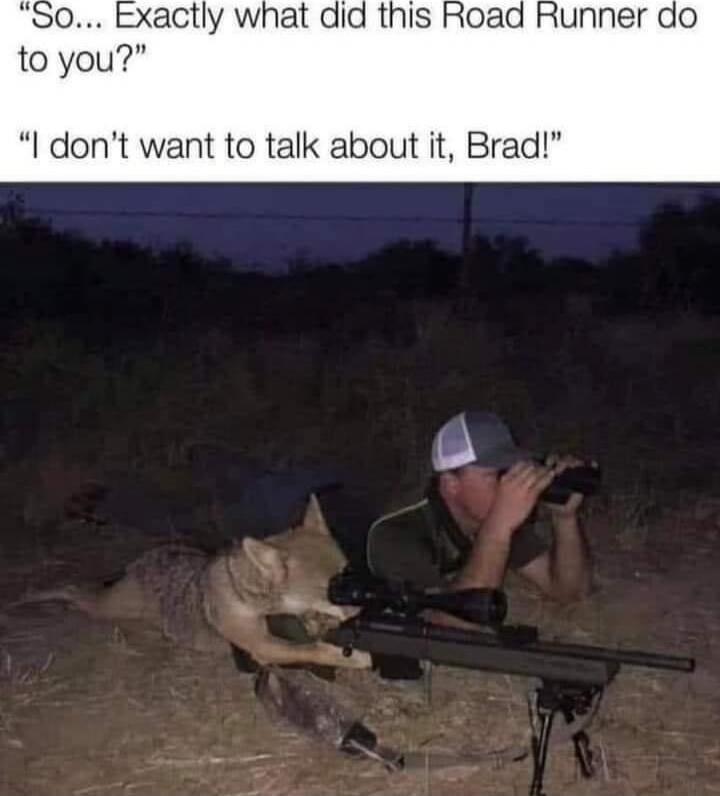 So... Exactly what did this Road Runner do to you? I don't want to talk about it, Brad!