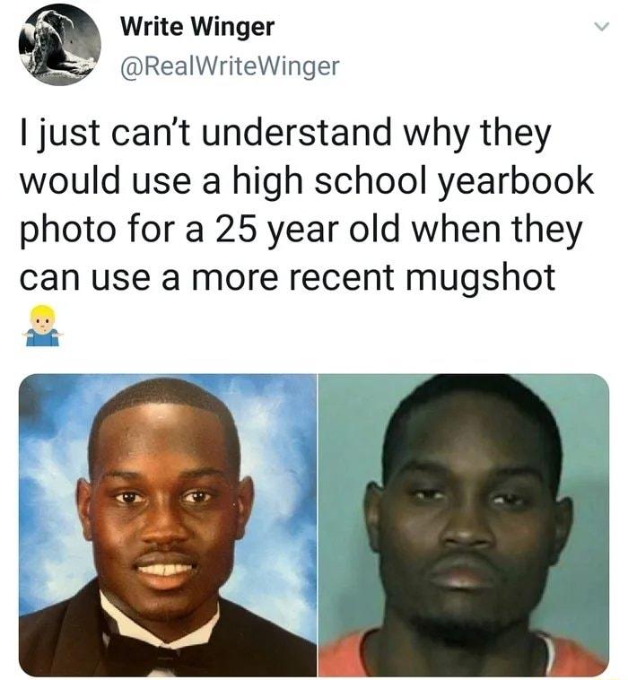 Write Winger RealWriteWinger just cant understand why they would use a high school yearbook photo for a 25 year old when they can use a more recent ngShOt A