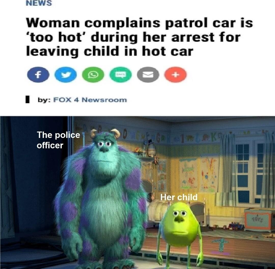 Woman complains patrol car is too hot duri her arrest for leaving child in hot car The police officer L Her child ey