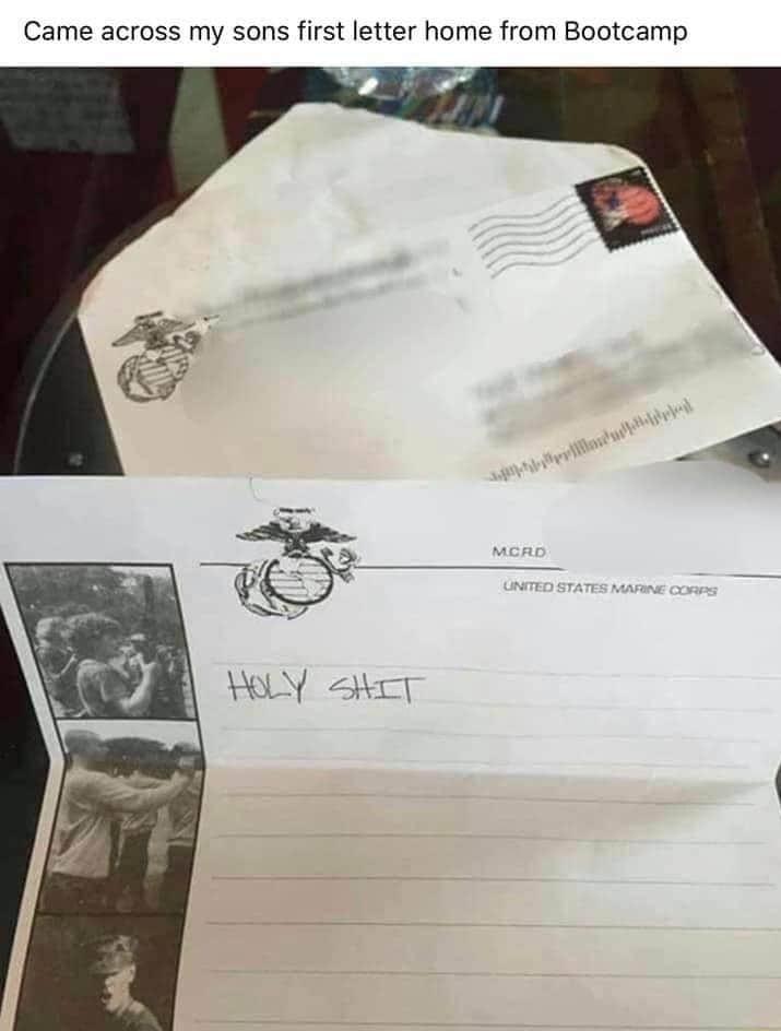 Came across my sons first letter home from Bootcamp