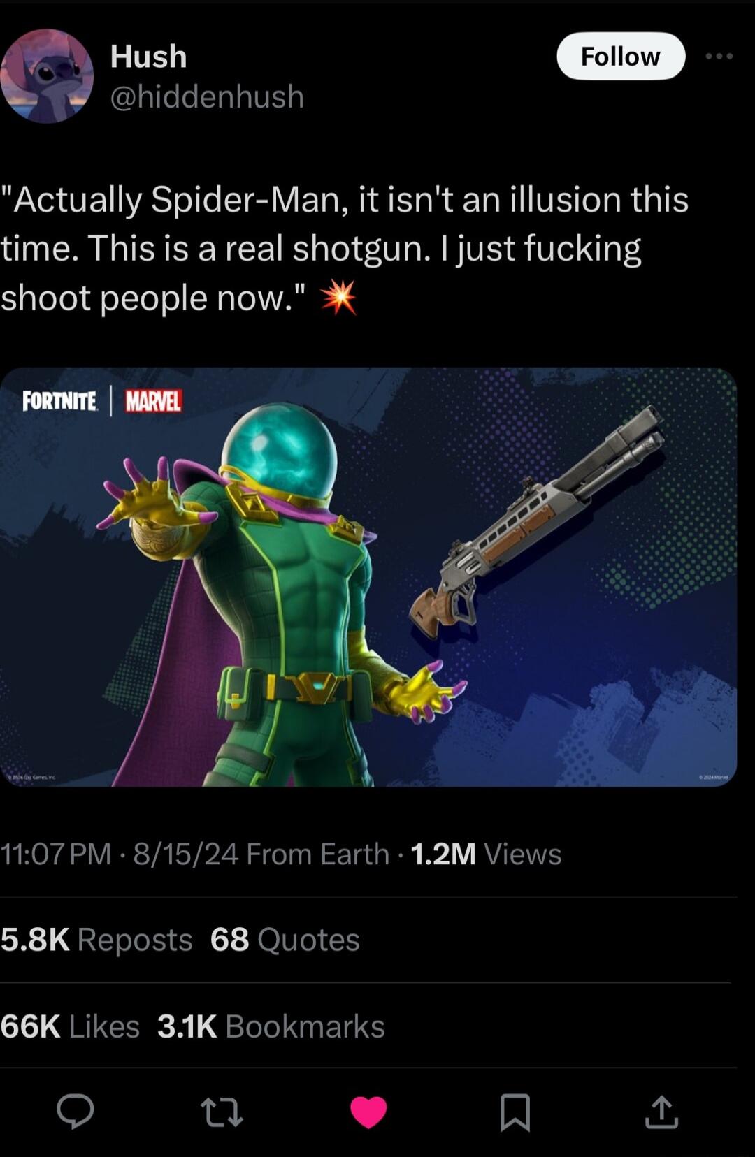 l T G OETAS e IV ET M SRR ER VT RGN time This is a real shotgun just fucking shoot people now 1107PM 81524 From Earth 12M Views 58K Reposts 68 Quotes oL QRIGERR QL ERS e u L A