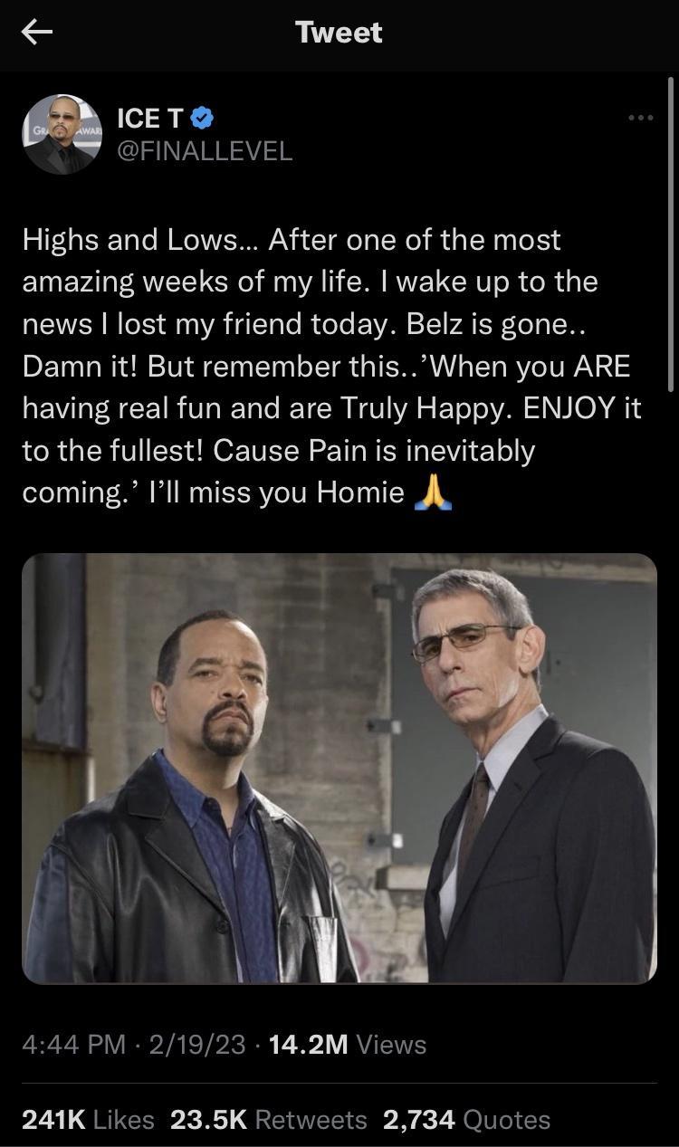 Tweet a ICET FINALLEVEL IEGEERT A RITER N TN R TR G B amazing weeks of my life wake up to the news lost my friend today Belz is gone Damn it But remember thisWhen you ARE RENERCEIR TR ERCETCR IR ET T U O AT to the fullest Cause Pain is inevitably coming Ill miss you Homie A 444 PM 21923 142M Views LA L QEICERE X X1 QL S N T YO Tel