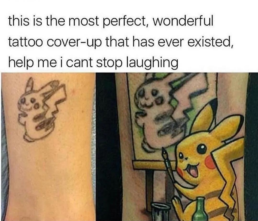 kate welch shegeekshow this is the most perfect wonderful tattoo cover up that has ever existed help me i cant stop laughing