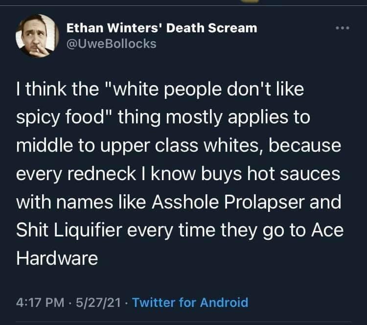 AUEL RV ET S EET BT EET UweBollocks think the white people dont like SeeiAelolo Ml tallale Naa e A o o E R o 091eo R oW U o o1T el F 1INV T TSP o T 10 1Y VA Lo laTe A L A o IBVA o Y N ofH W GET N CER I CWASS alo SN l o Tl T le Shit Liquifier every time they go to Ace R EIe ET 417 PM 52721 Twitter for Android
