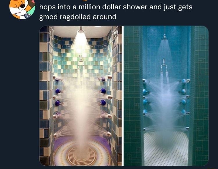 AuraPuffs 7 AuraPuffs 81622 hops into a million dollar shower and just gets gmod ragdolled around