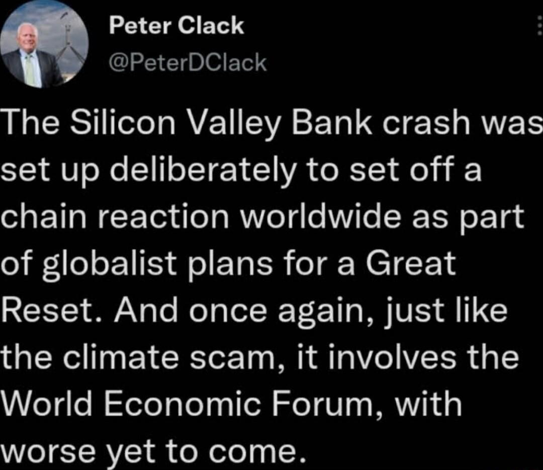 Peter Clack PeterDClack LRSI RYE WA ET eI RWETS SV o N S IT 1 VA o BTl o 5 chain reaction worldwide as part o1 E 1I el ETa SR oW ETE 14 SEETEI A le R T TR T2 T N VS 11 the climate scam it involves the World Economic Forum with worse yet to come