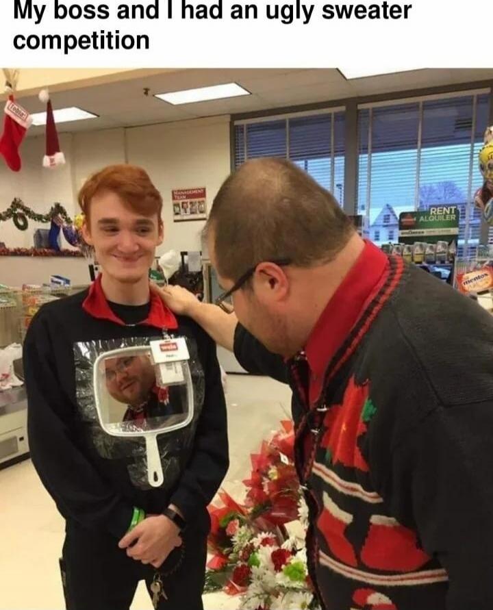 My boss and I had an ugly sweater competition