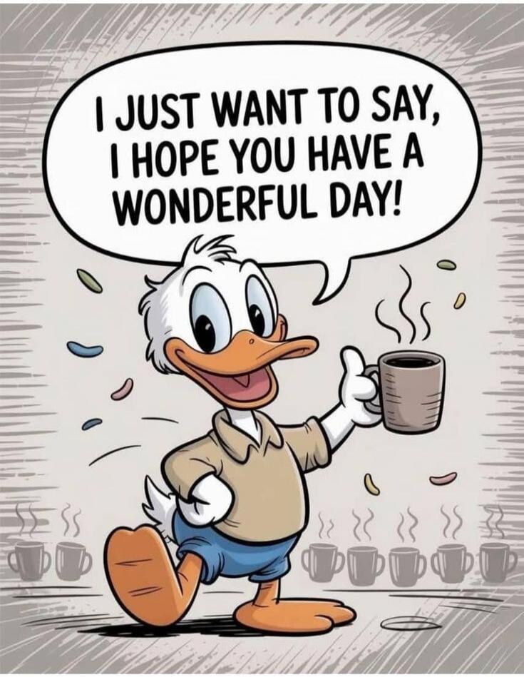 I JUST WANT TO SAY, I HOPE YOU HAVE A WONDERFUL DAY!