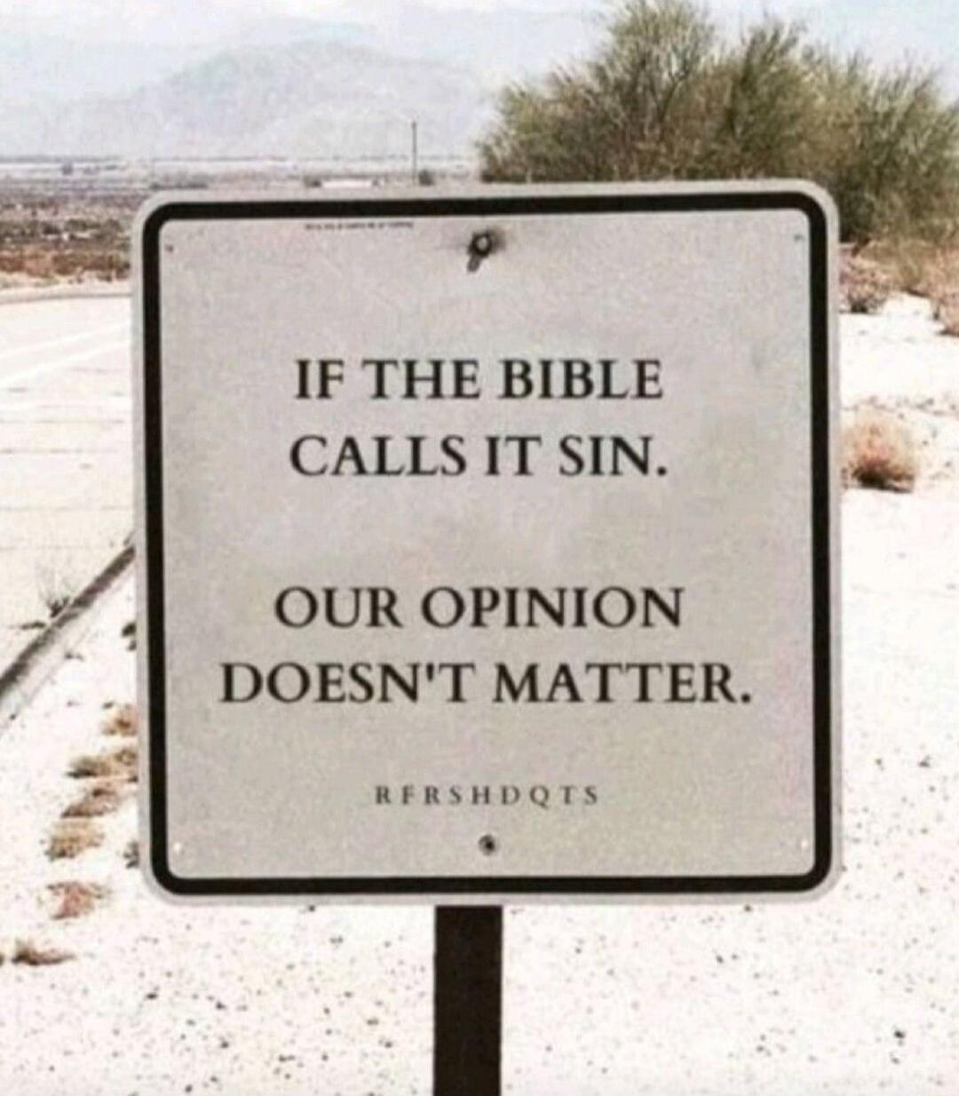 IF THE BIBLE CALLS IT SIN OUR OPINION DOESNT MATTER RERSHDQTS