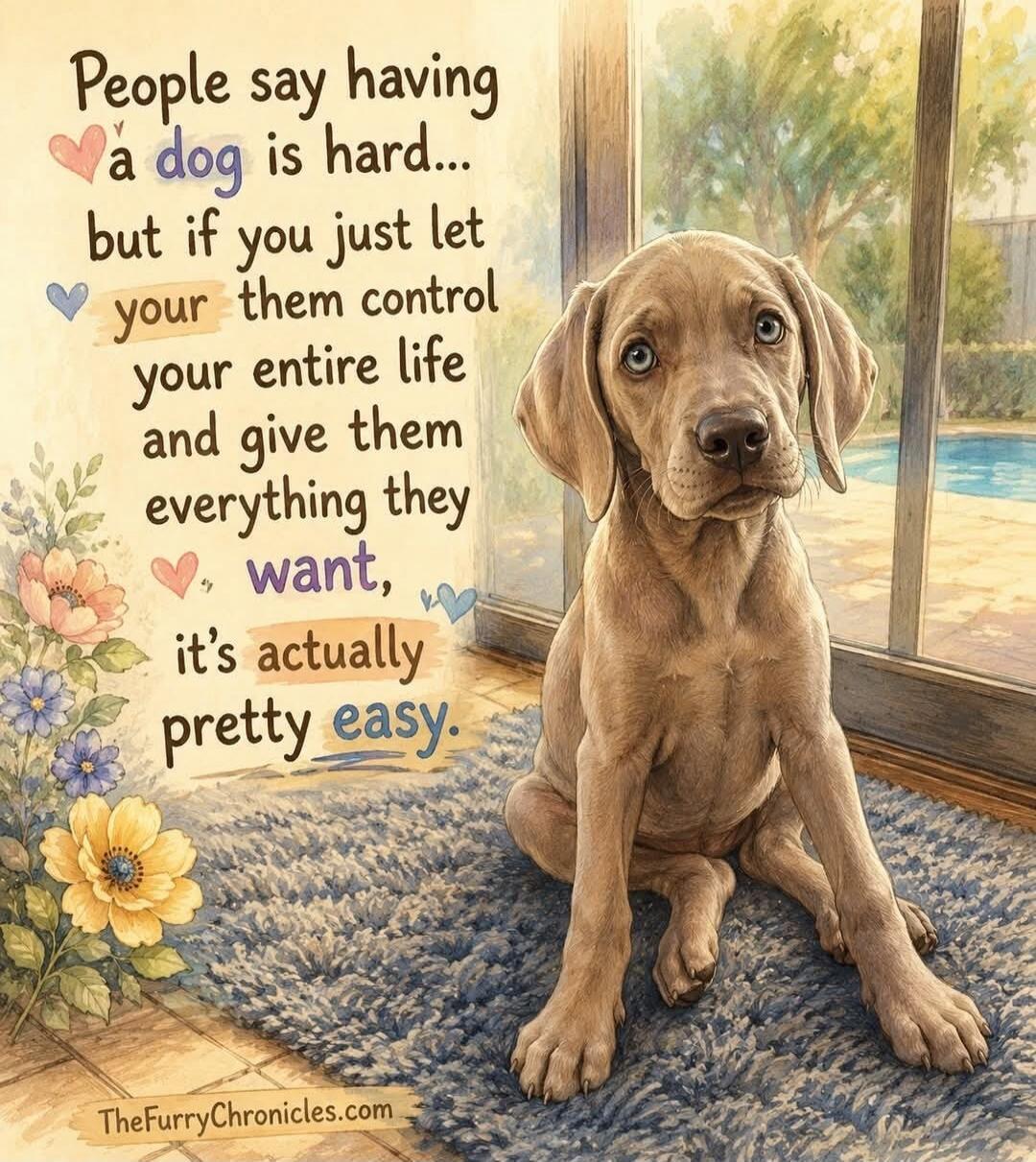 People say having a dog is hard... but if you just let your them control your entire life and give them everything they want, it's actually pretty easy. TheFurryChronicles.com