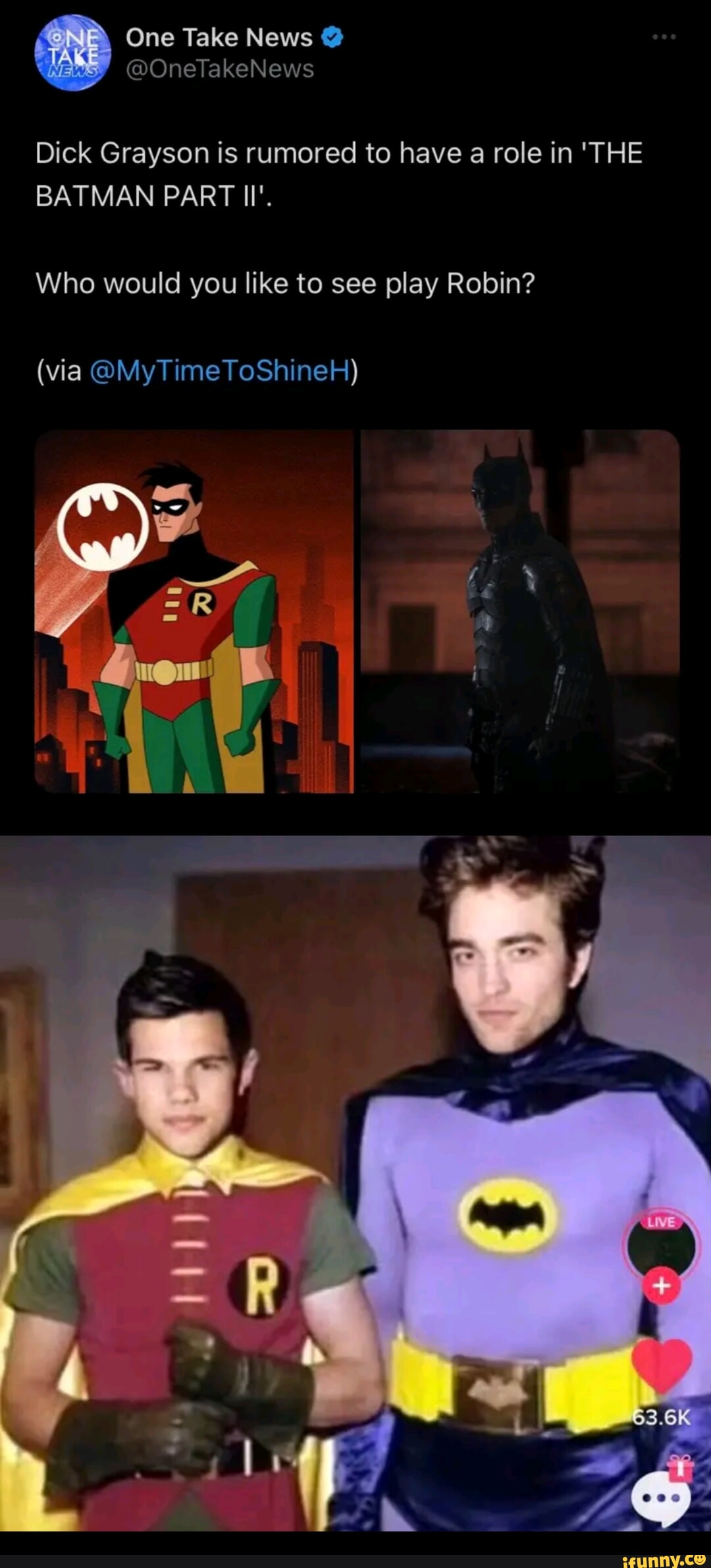 LCRETCY LR N EICNETH Dick Grayson is rumored to have a role in THE BATMAN PART II Who would you like to see play Robin via MyTimeToShineH 2