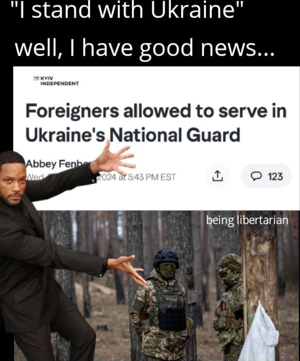 l stand with Ukraine well I have good news Foreigners allowed to serve in Ukraines National Guard