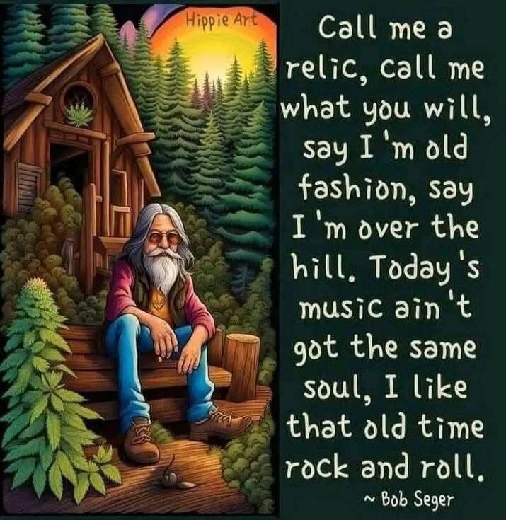 Call me a relic, call me what you will, say I'm old fashion, say I'm over the hill. Today's music ain't got the same soul, I like that old time rock and roll. ~ Bob Seger