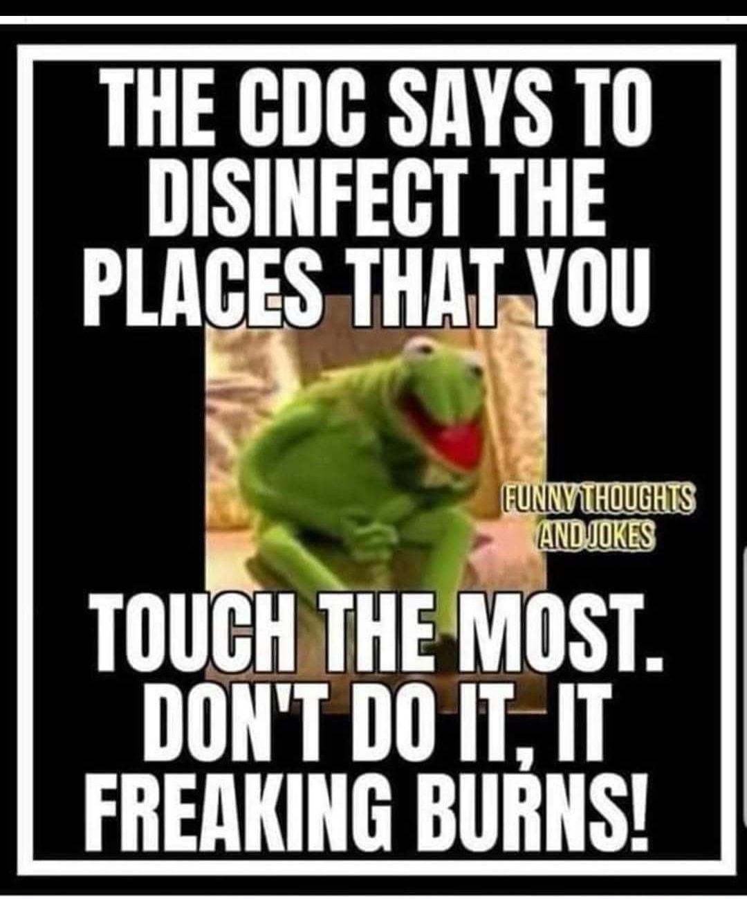 THE GDG SAYS T0 DISINFEGT THE PLAGES THlTYU TUIIB H THEMOST DONTDOIT IT FREAKING BURNS