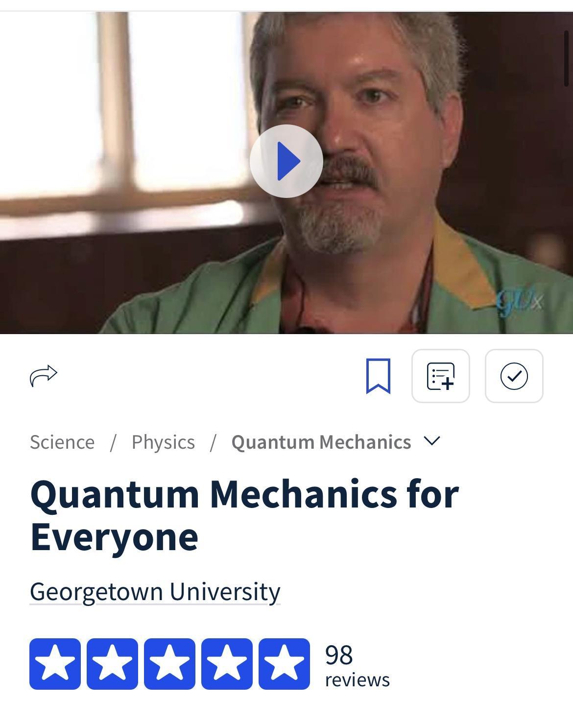 A Science Physics Quantum Mechanics Vv Quantum Mechanics for Everyone Georgetown University e o reviews