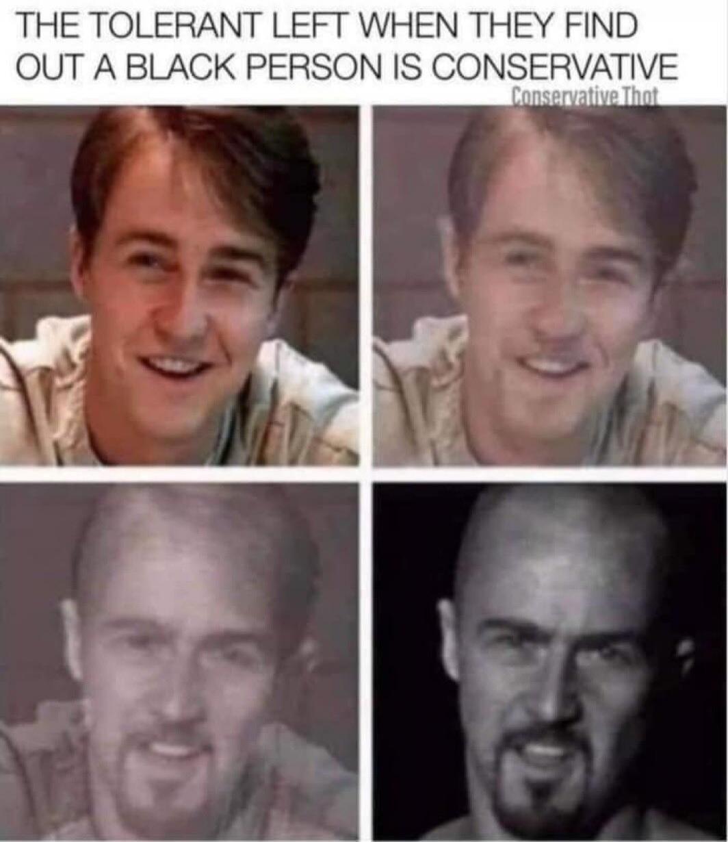 THE TOLERANT LEFT WHEN THEY FIND OUT A BLACK PERSON IS CONSERVATIVE Conservative Thot