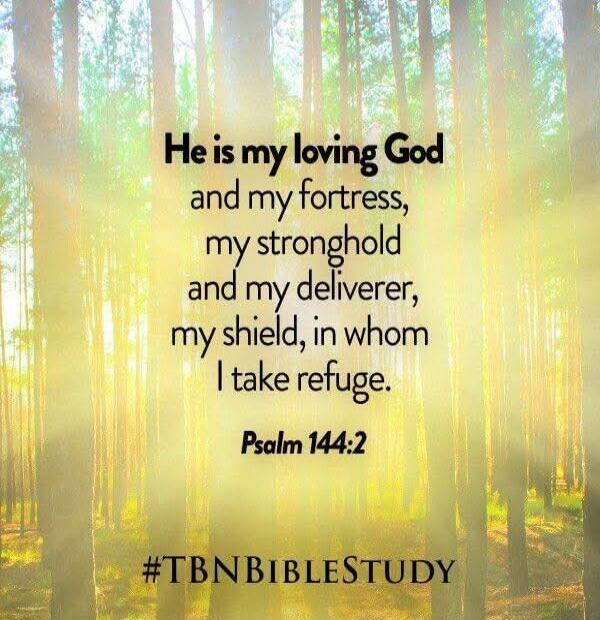He is my loving God and my fortress, my stronghold and my deliverer, my shield, in whom I take refuge. Psalm 144:2 #TBNBibleStudy