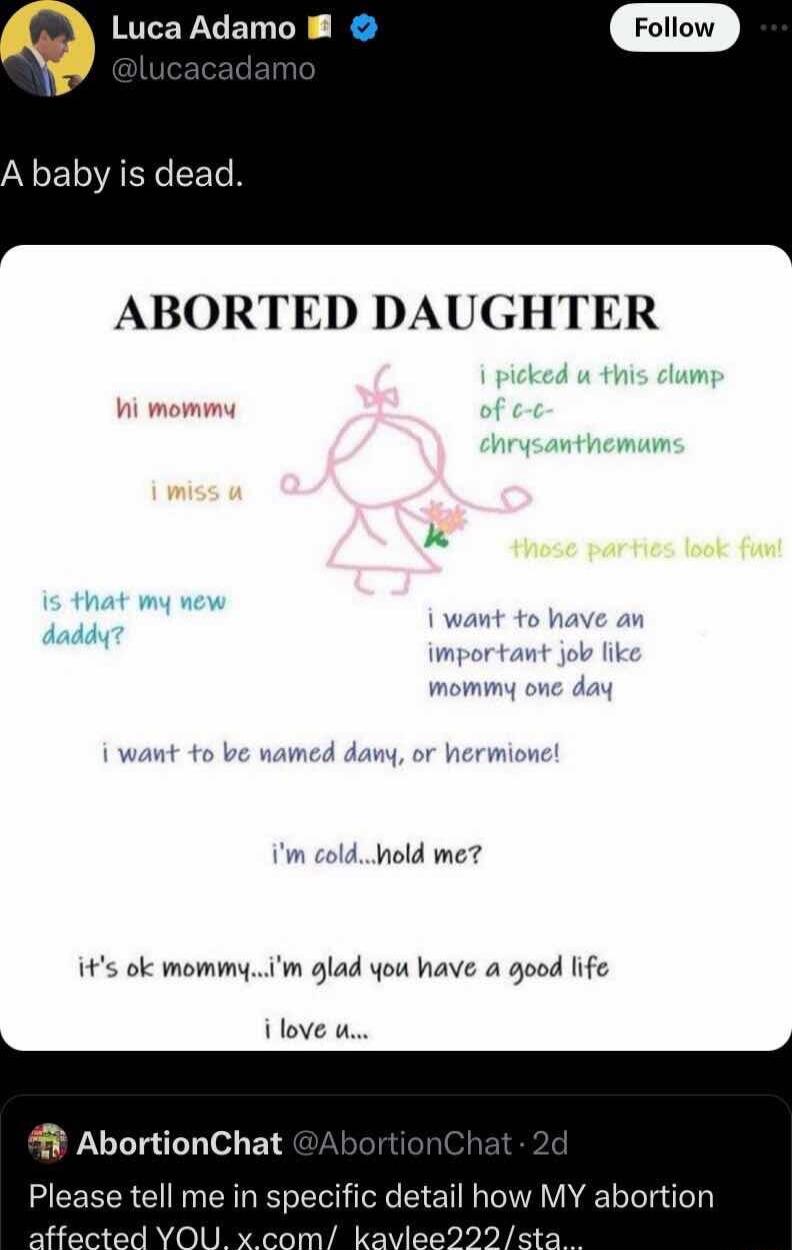 STEPELTY AN GETVATTCET ABORTED DAUGHTER Wi mommy wawt to mommy one day want o be wamed dany or hermione im coldnold me is ok mommyim glad you have a good life i love u AbortionChat Please tell me in specific detail how MY abortion 99 ata