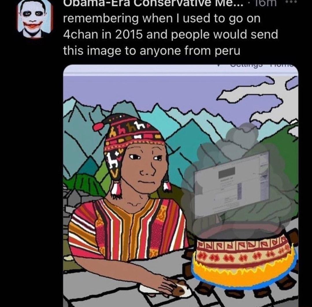 TR B LN TN VWS Ve TR remembering when used to go on 4chan in 2015 and people would send this image to anyone from peru