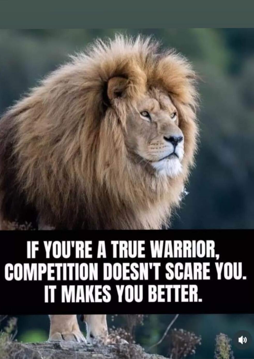 IF YOU'RE A TRUE WARRIOR, COMPETITION DOESN'T SCARE YOU. IT MAKES YOU BETTER.