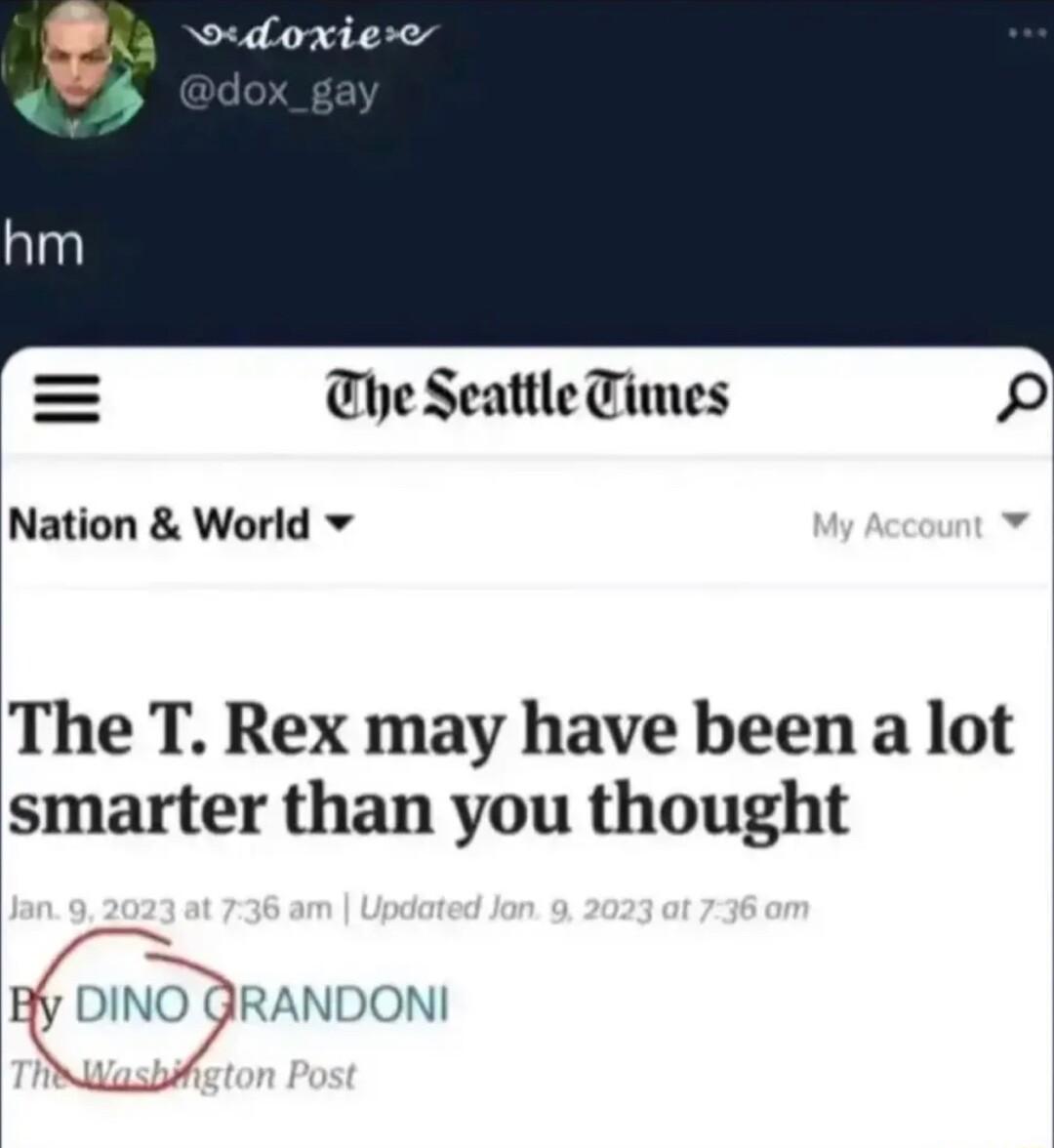 The Seattle Times o Nation World v w The T Rex may have been a lot smarter than you thought P By DINO GRANDONI