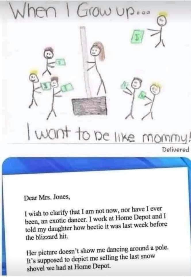 When Goow upees 5 9 P want o ve ik mommy Delivered Dear Mrs Jones lwishmclnitylhulamwmwnorhlvelevu beeumadicdmwlwukllmnepmmdl mldmydnughthawheecilwuhnweekbefuc the blizzard hit Hupmmrulmwmdmcinsmndlwlc nsmppaudtodepiauaeuinslhehnmaw shovel we had at Home Depot