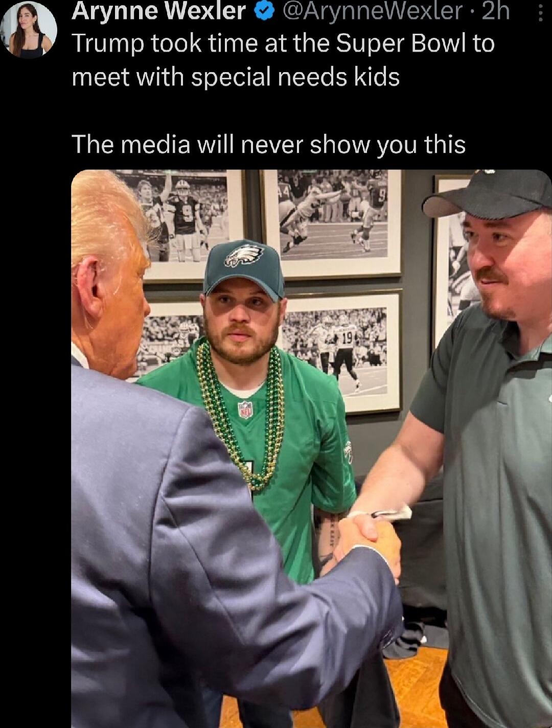 Arynne Wexler ArynneWexler 2n Trump took time at the Super Bowl to AT GRS E I T Y e The media will never show you this