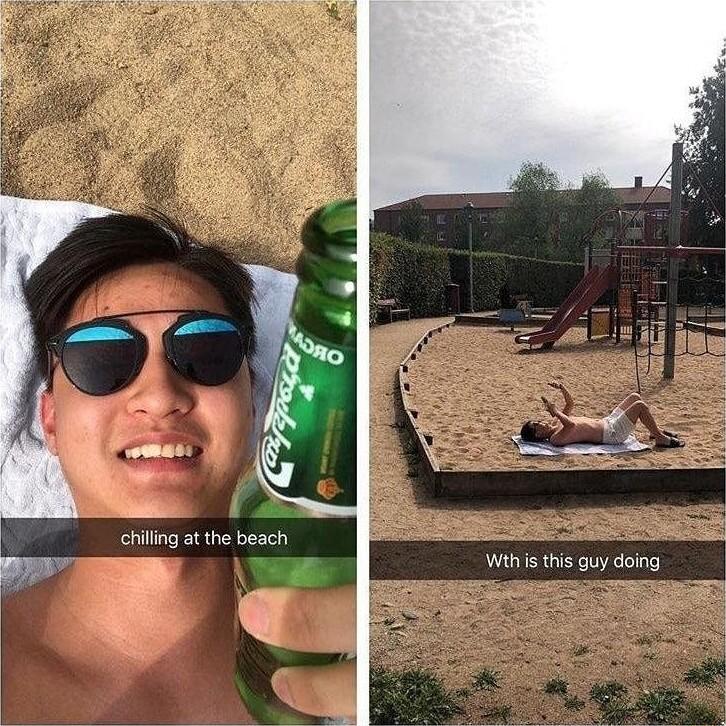 chilling at the beach