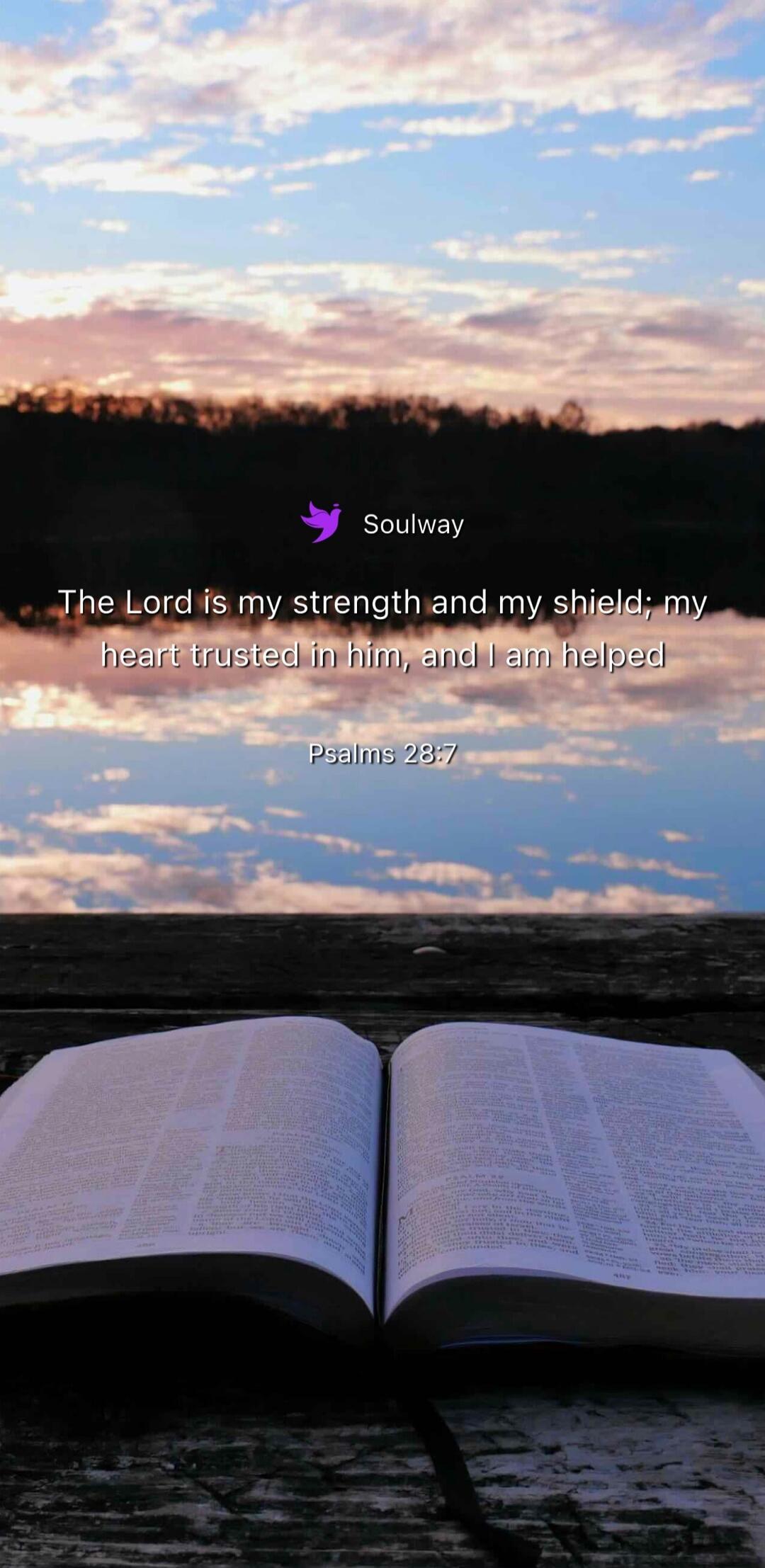 Soulway The Lord is my strength and my shield; my heart trusted in him, and I am helped Psalms 28:7