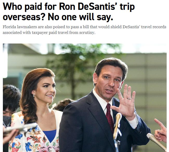 Who paid for Ron DeSantis trip