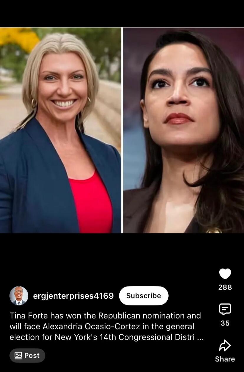 Tina Forte has won the Republican nomination and will face Alexandria Ocasio-Cortez in the general election for New York's 14th Congressional District.
