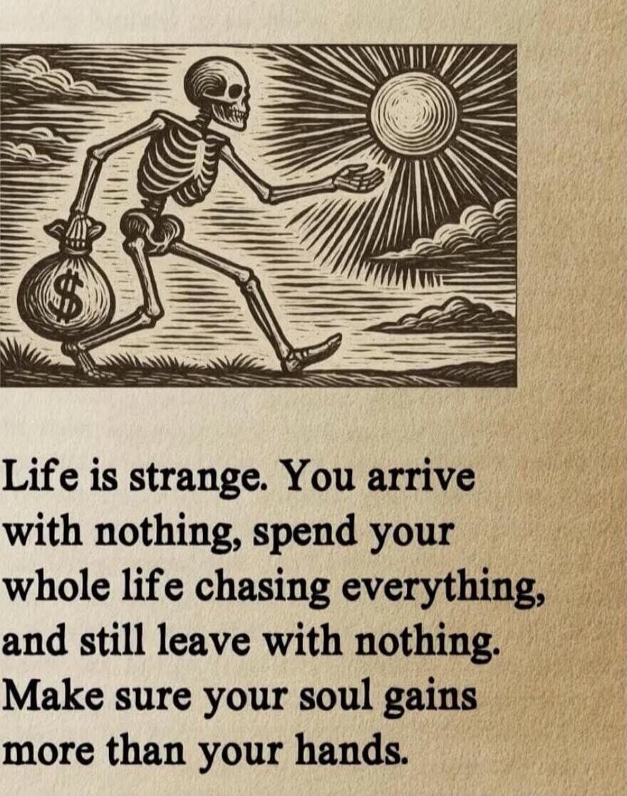 Life is strange. You arrive with nothing, spend your whole life chasing everything, and still leave with nothing. Make sure your soul gains more than your hands.
Session ID: 1018557.