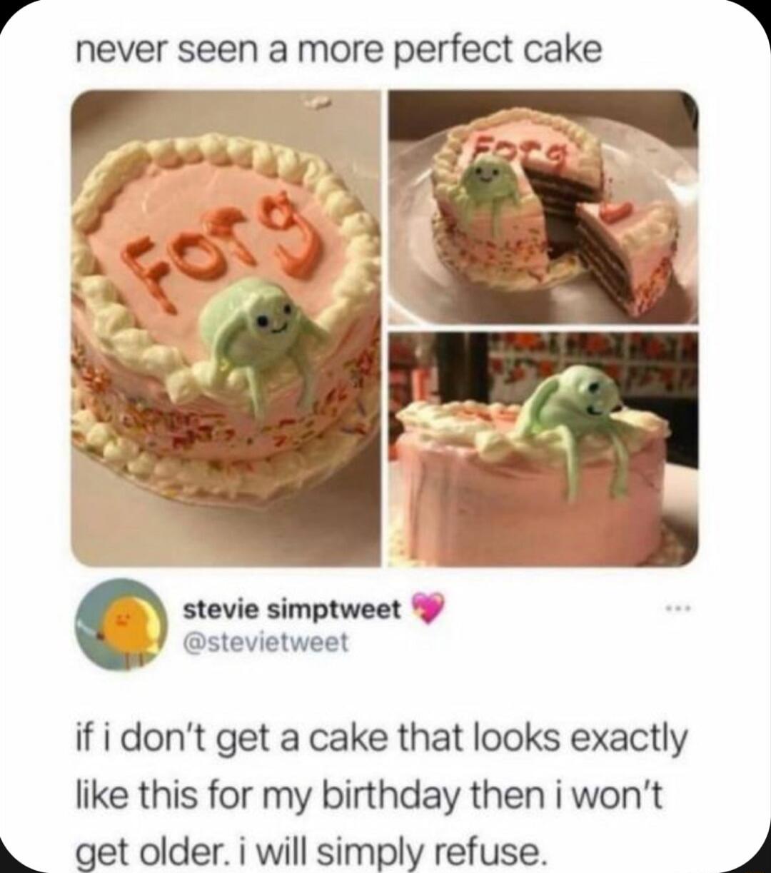 stevie simptweet P stevietweet if i dont get a cake that looks exactly like this for my birthday then i wont A get older i will simply refuse J