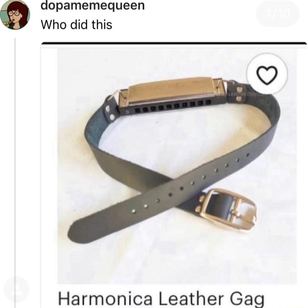 dopamemequeen Who did this Harmonica Leather Gag