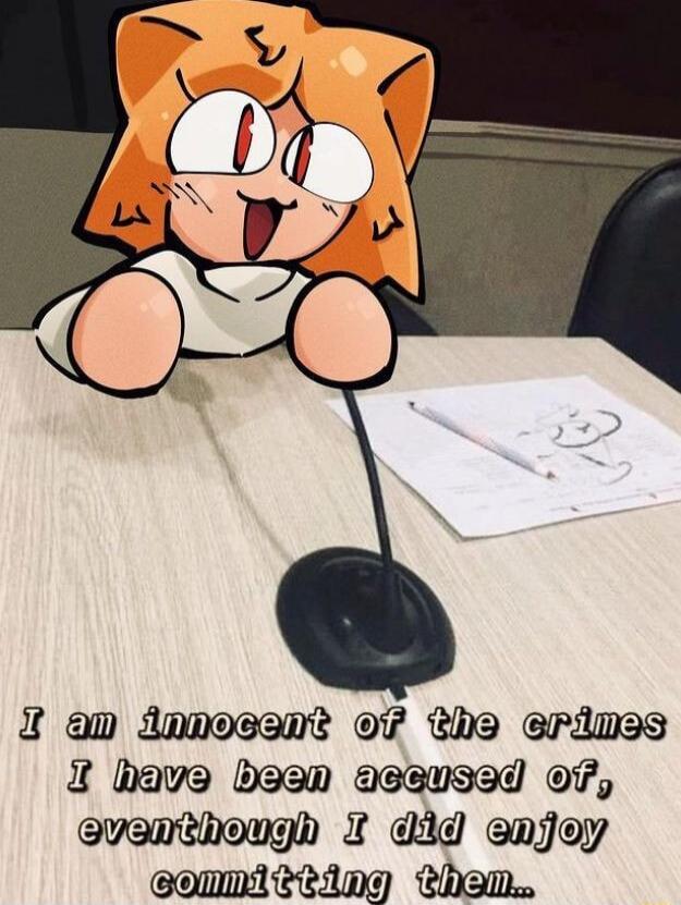 an dnnecent oF the erimes 2 have boen aseused ofF did emjoy commiteing themn