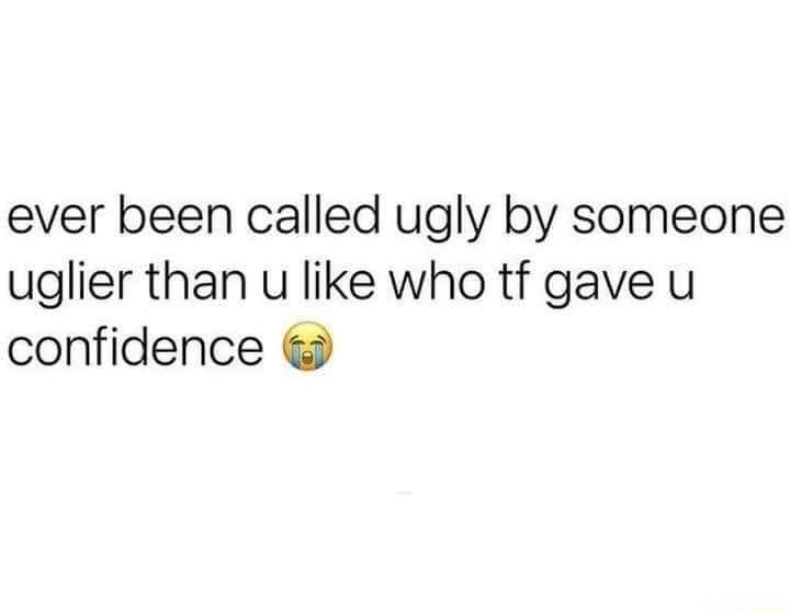 ever been called ugly by someone uglier than u like who tf gave u confidence