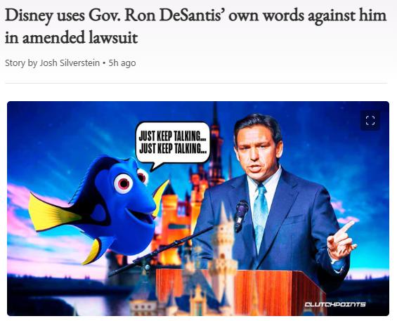 Disney uses Gov Ron DeSantis own words against him in amended lawsuit