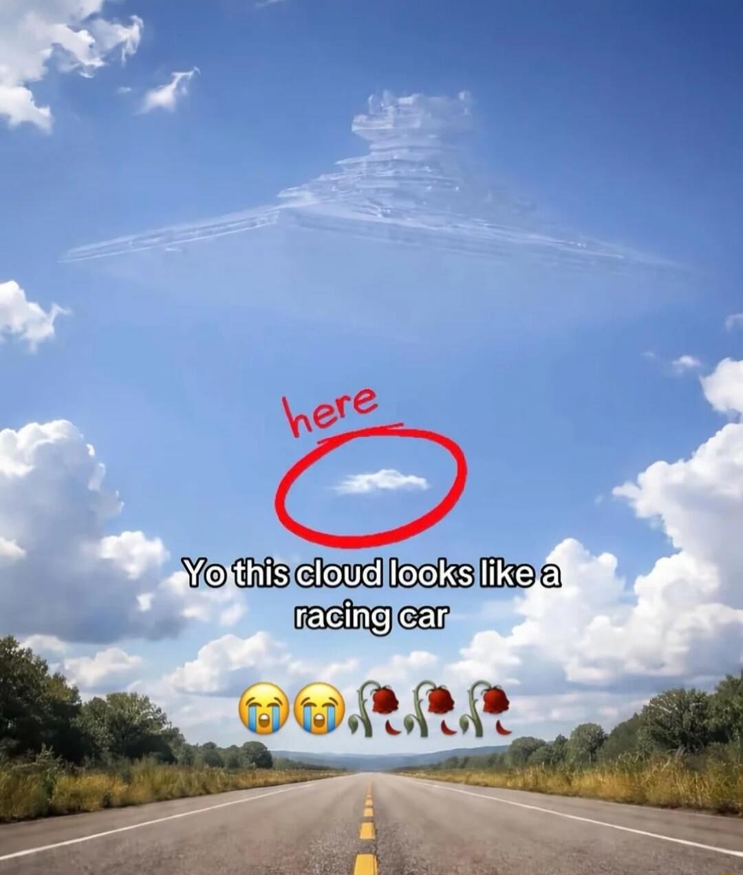 here Yo this cloud looks like a racing car