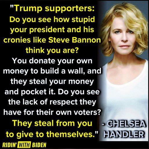 You donate your own money to build a wall and LU VS CETRYCTT g Te 91 and pocket it Do you see the lack of respect they LLEVER TR GV RV 1Y b y ELI3N A ENDLER