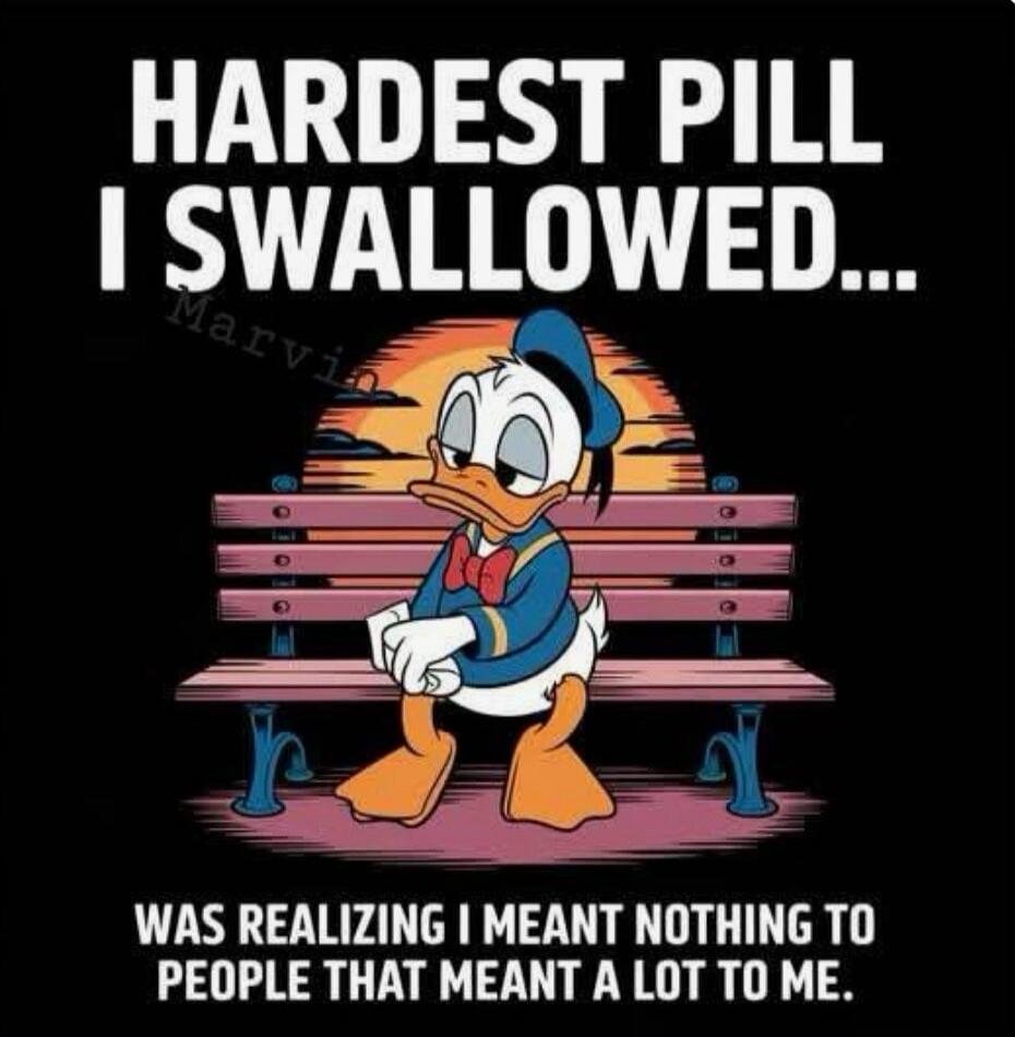 HARDEST PILL I SWALLOWED... WAS REALIZING I MEANT NOTHING TO PEOPLE THAT MEANT A LOT TO ME.