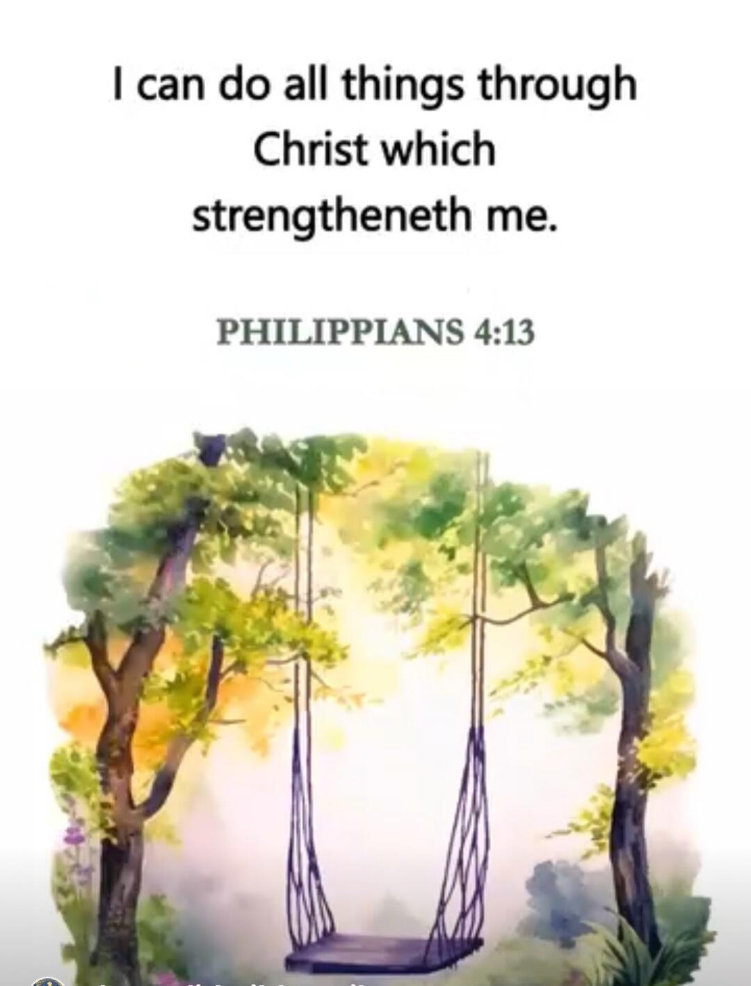 I can do all things through Christ which strengtheneth me.
PHILIPPIANS 4:13
