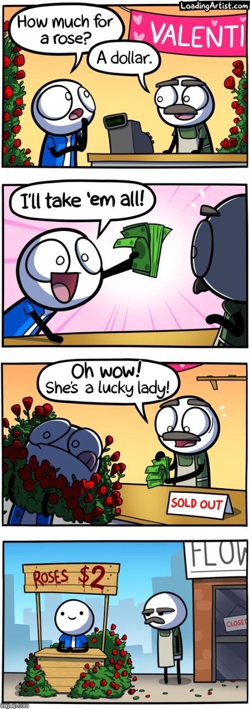 VALENTI W much a rose 1 Tl take em all Shes 2 lucky ladg 3