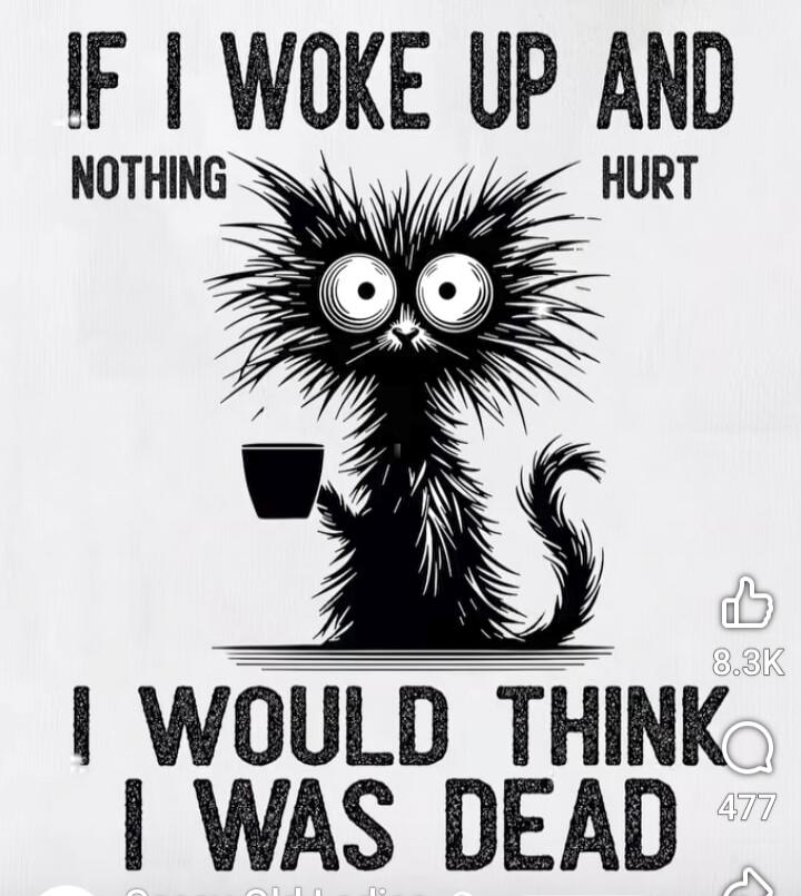 IF I WOKE UP AND NOTHING HURT I WOULD THINK I WAS DEAD