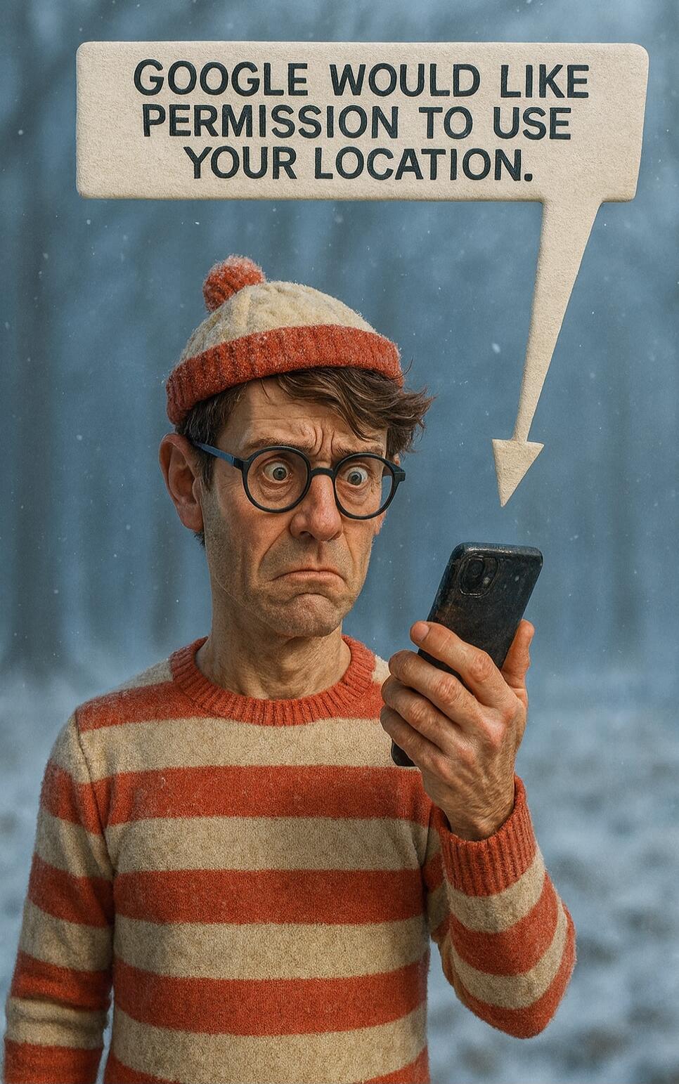 GOOGLE WOULD LIKE PERMISSION TO USE YOUR LOCATION.