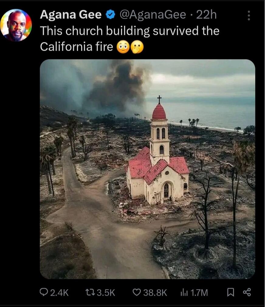 Agana Gee AganaGee 22h This church building survived the California fire