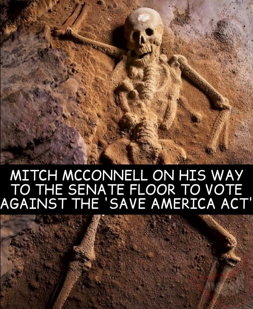 MITCH MCCONNELL ON HIS WAY TO THE SENATE FLOOR TO VOTE AGAINST THE 'SAVE AMERICA ACT'