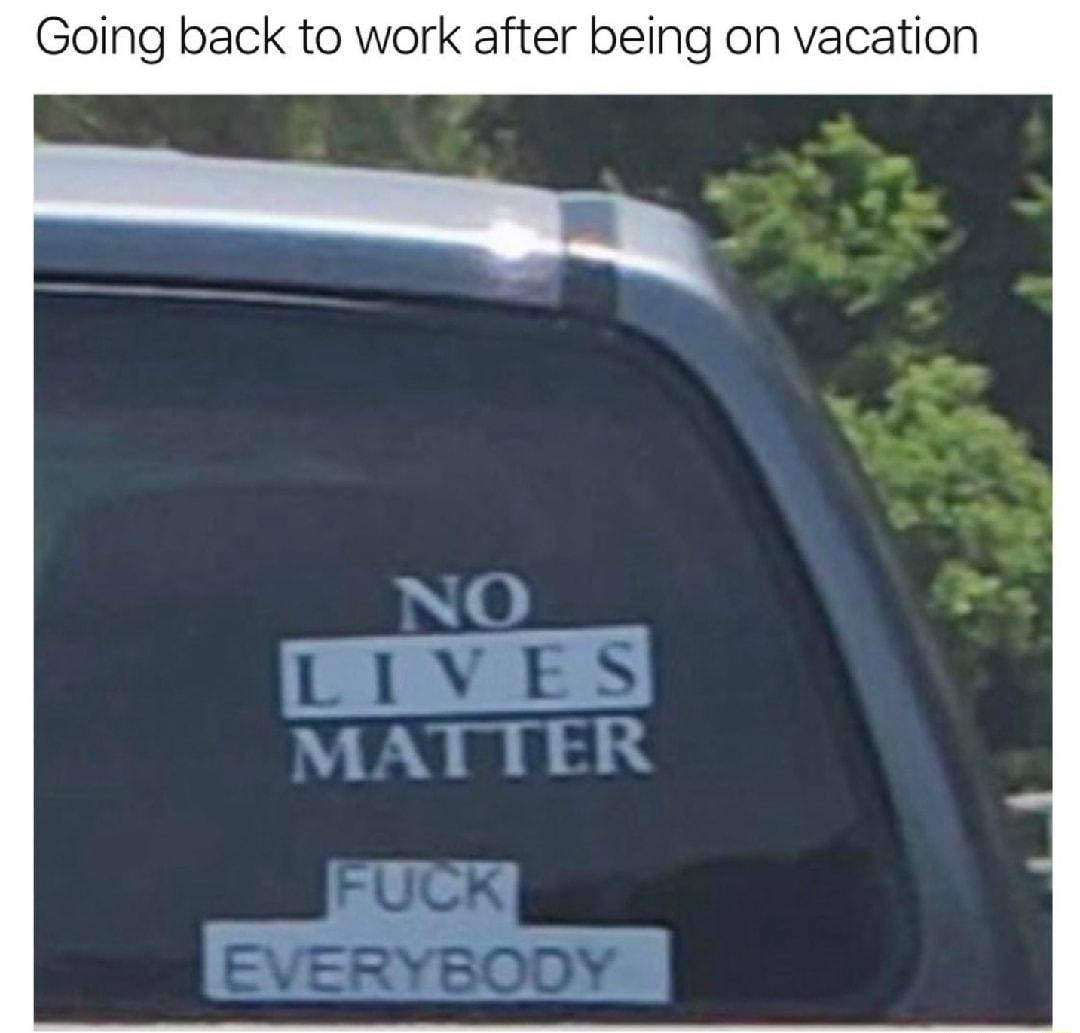 Going back to work after being on vacation NO MATTER EVERYBODY