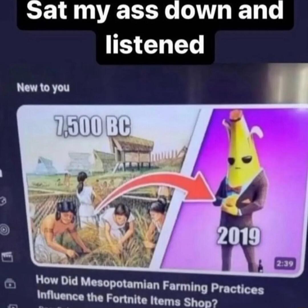 Sat my ass down and listened How Did Mesopotamian Farming Practices Influence the Fortnite items Shop